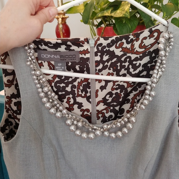 4P Donna Ricco gray dress with bling - Picture 2 of 6